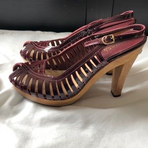 Burgundy michael kors peep toe heels